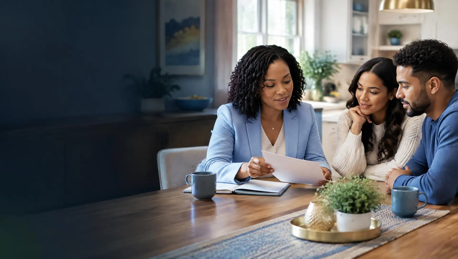 A financial professional explaining life insurance options to a couple